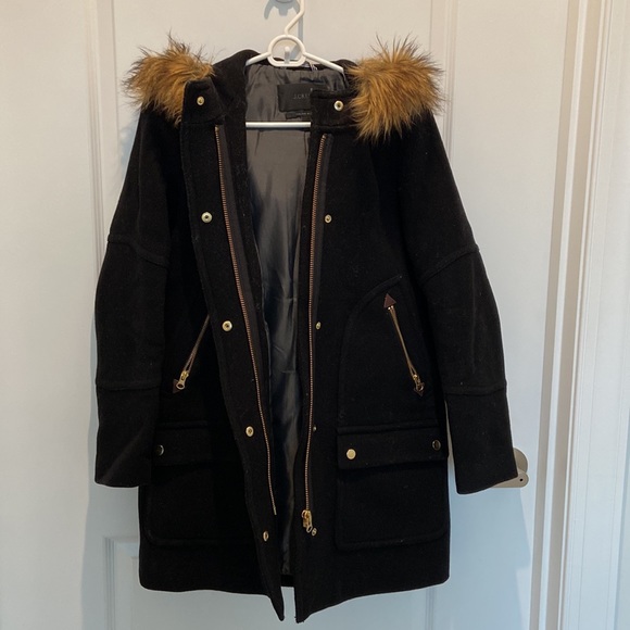 J. Crew Chateau Parka in Italian Stadium Wool Coat, Black, size 00 - Picture 6 of 10